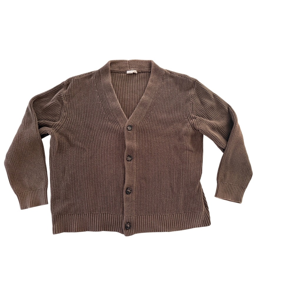TenTree Brown Organic Cotton Ribbed Knit Button Front Cardigan Sweater XXL